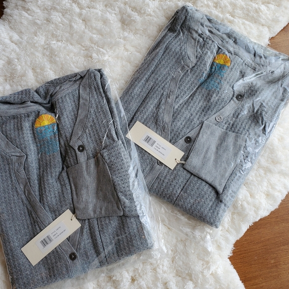 C&C California grey waffle knit henley top - Picture 3 of 7